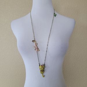 Betsey Johnson Enameled Jaguar & Gecko Long Necklace